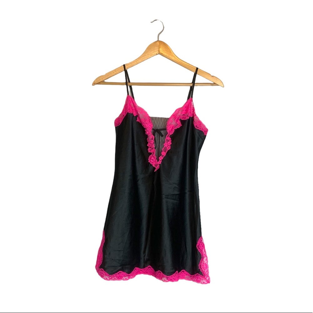 Victoria’s Secret Black Satin Lingerie Slip Y2K 2003 Size XS